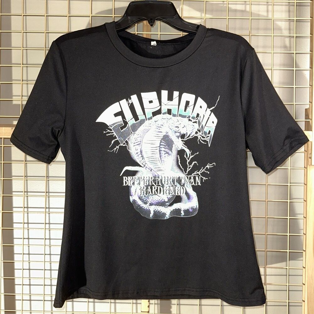 Grunge T-shirt Women’s M Snake Graphic Euphoria Quote Better Hurt Than Hardened